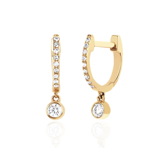 EF COLLECTION EF COLLECTION DIAMOND MINI HUGGIE WITH DIAMOND BEZEL DROP EARRINGS EF COLLECTION EF COLLECTION DIAMOND MINI HUGGIE WITH DIAMOND BEZEL DROP EARRINGS