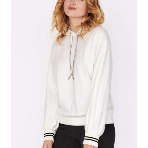 SUNDRY SUNDRY STRIPE CUFF FAUX SHERPA HOODIE SUNDRY SUNDRY STRIPE CUFF FAUX SHERPA HOODIE