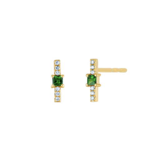 EF COLLECTION EF COLLECTION TSAVORITE AND DIAMOND PRINCESS BAR STUD 