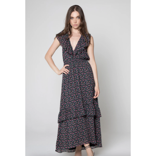 LAVENDER BROWN LAVENDER BROWN V NECK LAYERED MAXI DRESS LAVENDER BROWN LAVENDER BROWN V NECK LAYERED MAXI DRESS