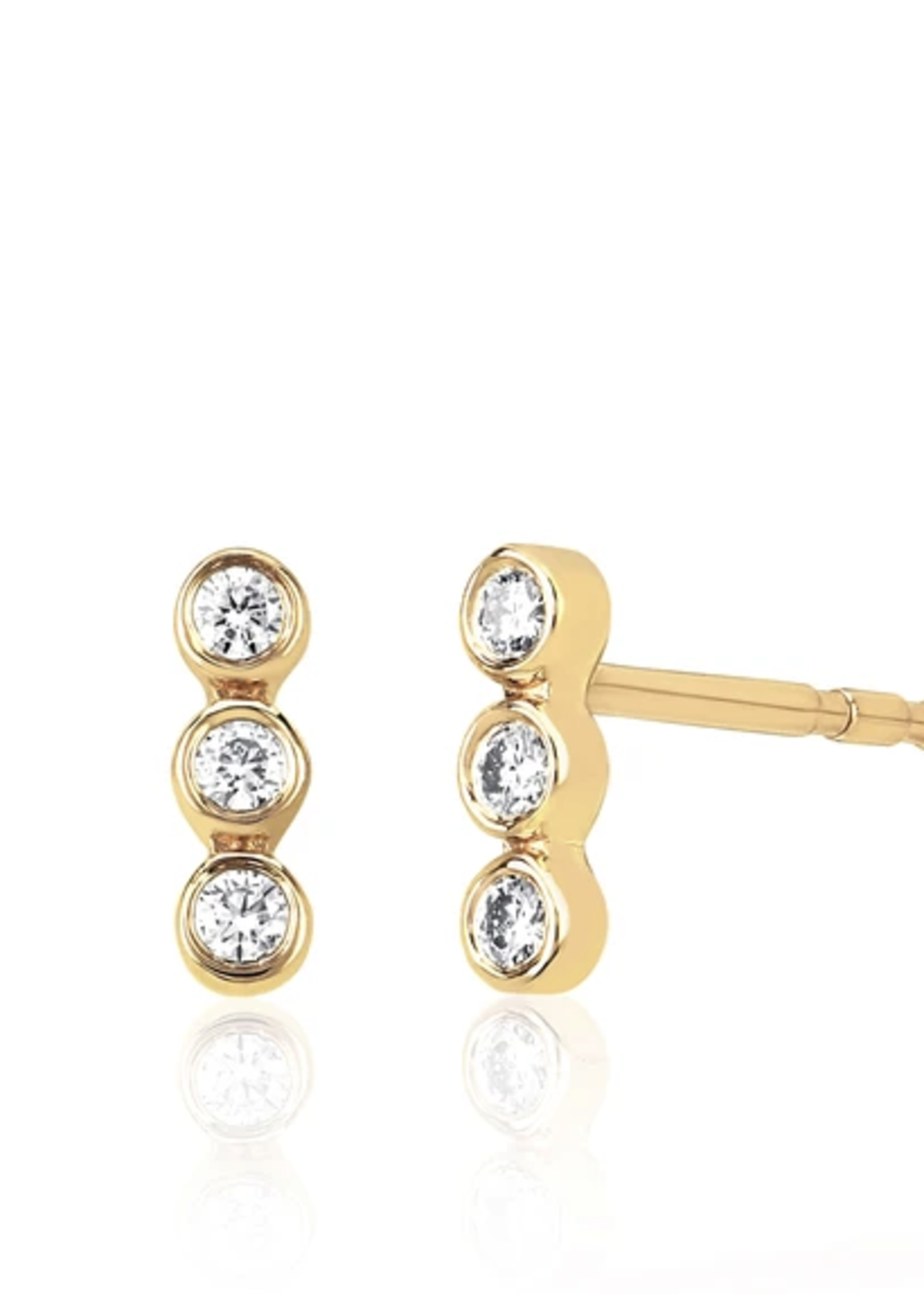 EF COLLECTION EF COLLECTION DIAMOND VERTICAL TRIPLE BEZEL STUD EARRING