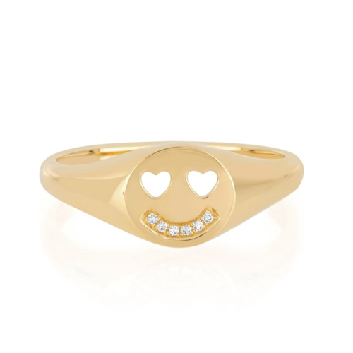 EF COLLECTION EF COLLECTION DIAMOND HAPPINESS SIGNET RING EF COLLECTION EF COLLECTION DIAMOND HAPPINESS SIGNET RING