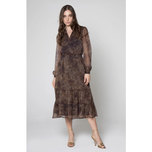 LAVENDER BROWN LAVENDER BROWN CHEETAH MIDI DRESS LAVENDER BROWN LAVENDER BROWN CHEETAH MIDI DRESS