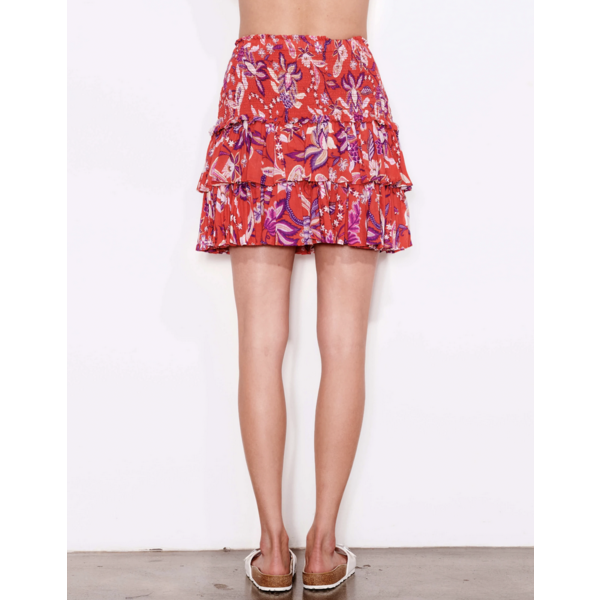 SUNDRY FLORAL TIERED SKIRT