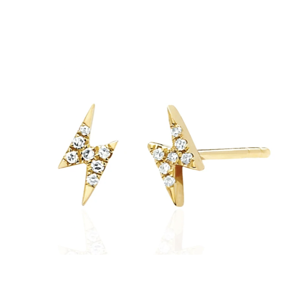 EF COLLECTION MINI DIAMOND LIGHTNING BOLT STUD EARRING