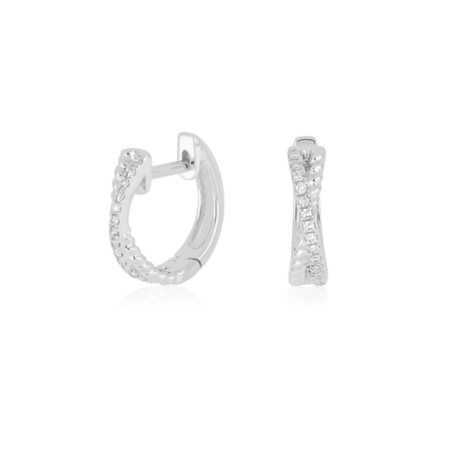 EF COLLECTION EF COLLECTION INTERLOCKING DIAMOND AND GOLD TWIST HUGGIE EARRINGS 