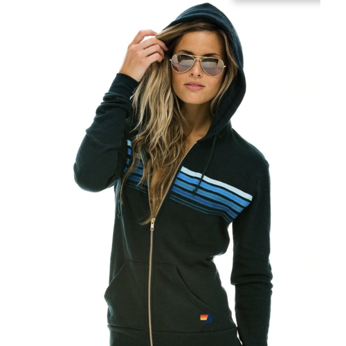 AVIATOR NATION AVIATOR NATION 5 STRIPE ZIP HOODIE AVIATOR NATION AVIATOR NATION 5 STRIPE ZIP HOODIE
