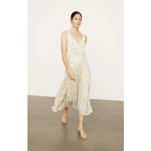 VINCE LOTUS V-NECK PLEATED SLIP DRESS VINCE LOTUS V-NECK PLEATED SLIP DRESS