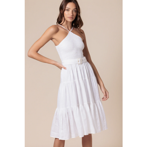 LUSANA LUSANA ARLEN SHIRRED LINEN DRESS LUSANA LUSANA ARLEN SHIRRED LINEN DRESS