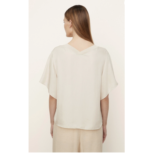 VINCE RIB TRIM DOUBLE V NECK SHORTSLEEVE POPOVER