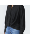 STATESIDE LINEN LONG SLEEVE FRONT TWIST TEE