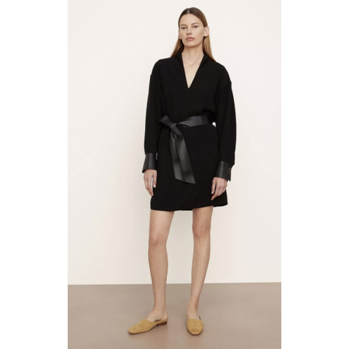 VINCE LONG SLEEVE SLIT NECK DRESS VINCE LONG SLEEVE SLIT NECK DRESS