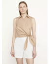 VINCE SLEEVELESS WRAP SHIRT