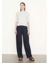 VINCE STRIPED RIBBED LINEN-CASHMERE SWEATER