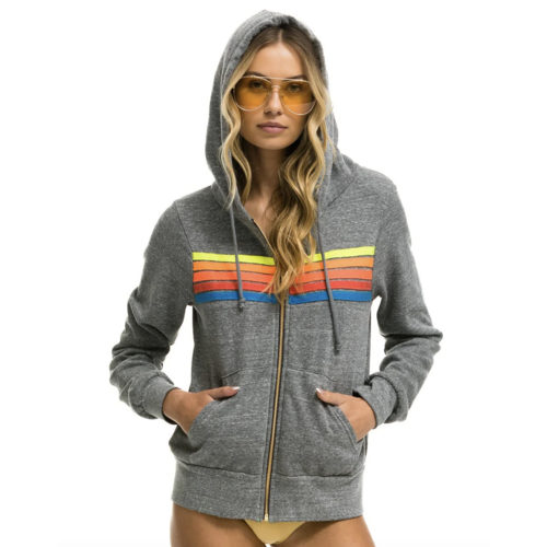 AVIATOR NATION AVIATOR NATION 5 STRIPE ZIP HOODIE 