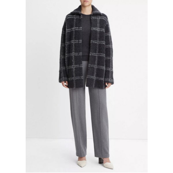 VINCE PLAID CAR CARDIGAN COAT