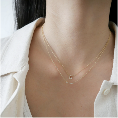 EF COLLECTION EF COLLECTION DIAMOND MINI BAR NECKLACE 