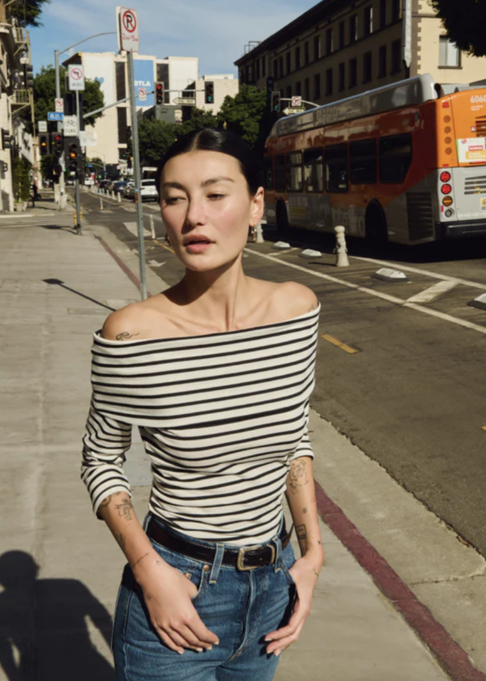 NATION LTD NATION ALEXI OFF THE SHOULDER SHIRT