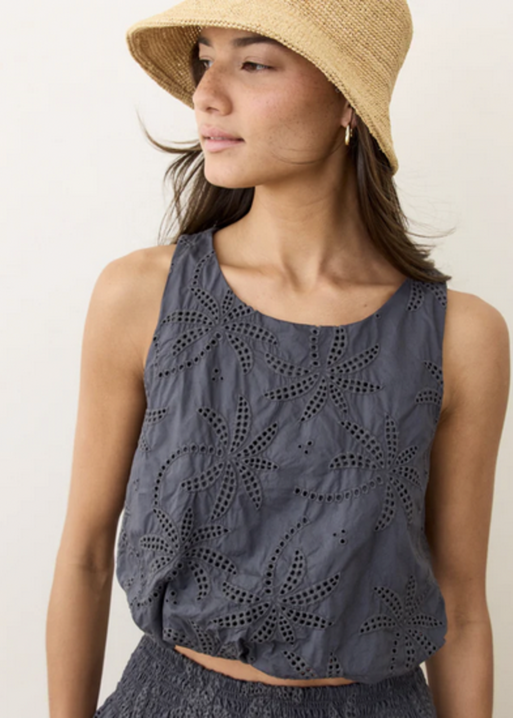 MARINE LAYER MARINE LAYER SAGE EYELET BUBBLE TANK