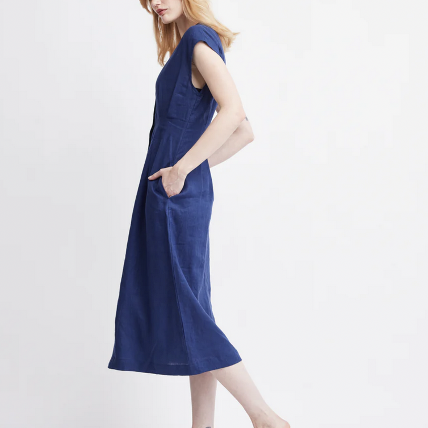 SELF CONTRAST SELF CONTRAST JAMILA BUTTON FRONT MIDI DRESS