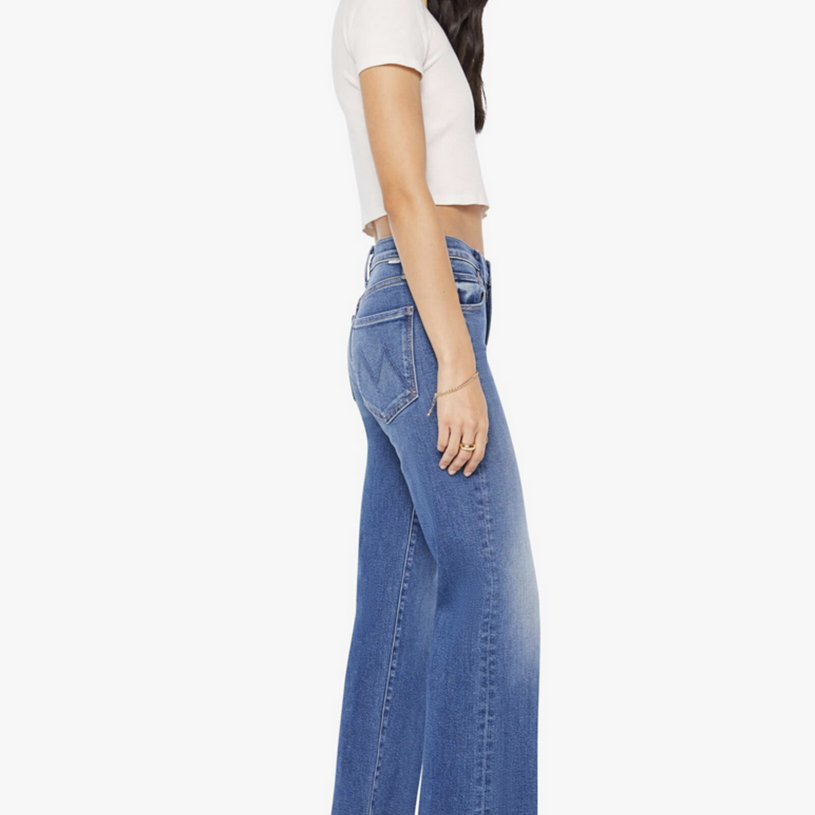 MOTHER MOTHER MID RISE RAMBLER ZIP ANKLE FRAY