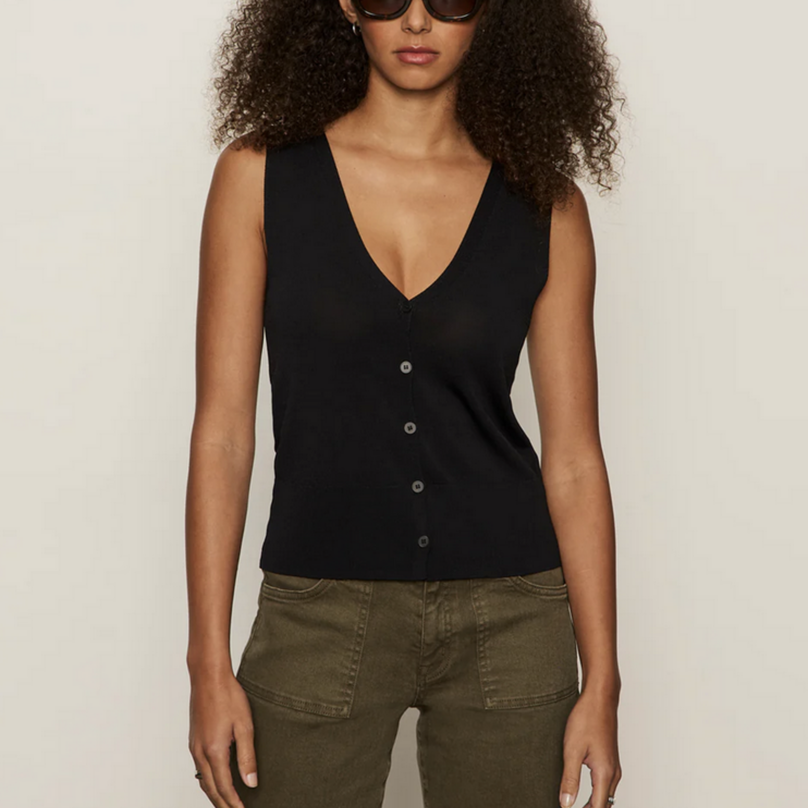 SANCTUARY SANCTUARY KNITTED BUTTON FRONT TANK