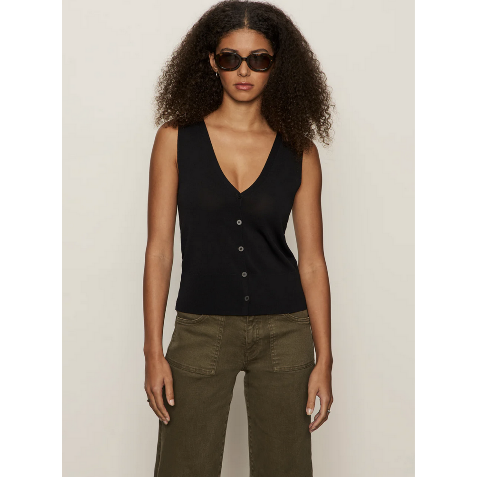 SANCTUARY SANCTUARY KNITTED BUTTON FRONT TANK