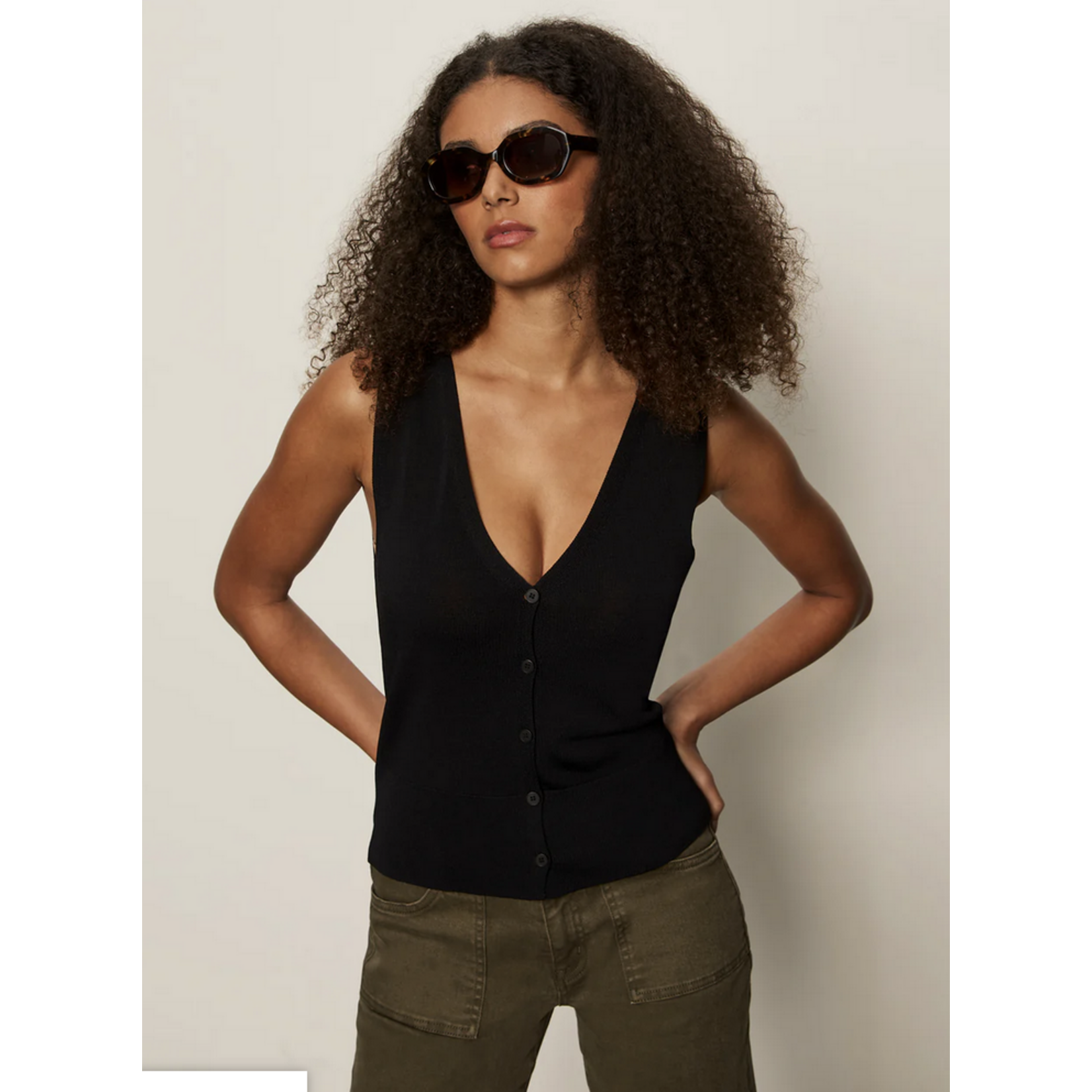 SANCTUARY SANCTUARY KNITTED BUTTON FRONT TANK