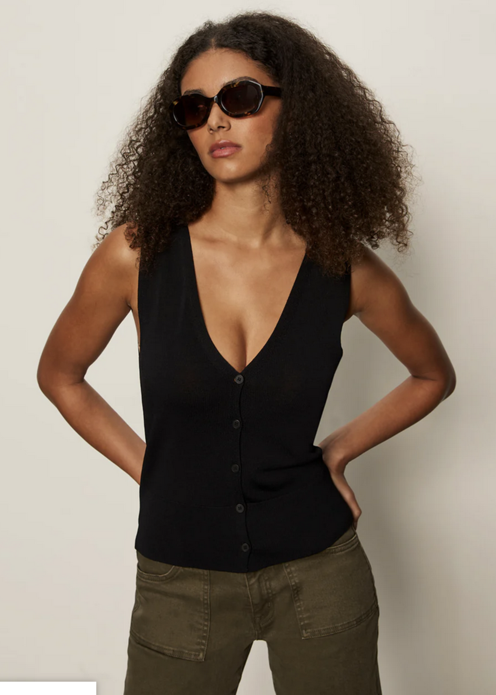 SANCTUARY SANCTUARY KNITTED BUTTON FRONT TANK