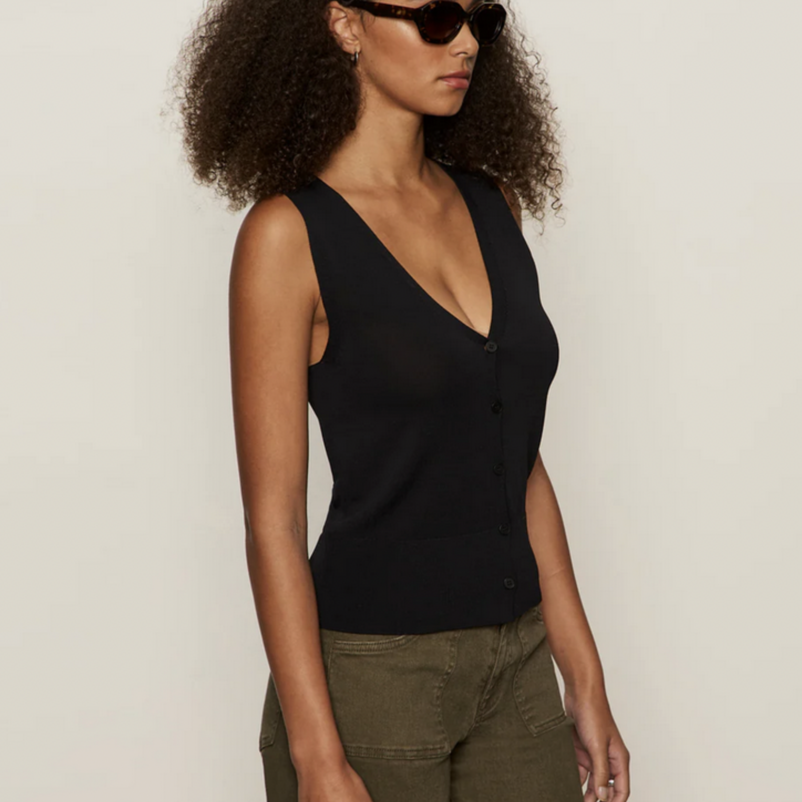 SANCTUARY SANCTUARY KNITTED BUTTON FRONT TANK