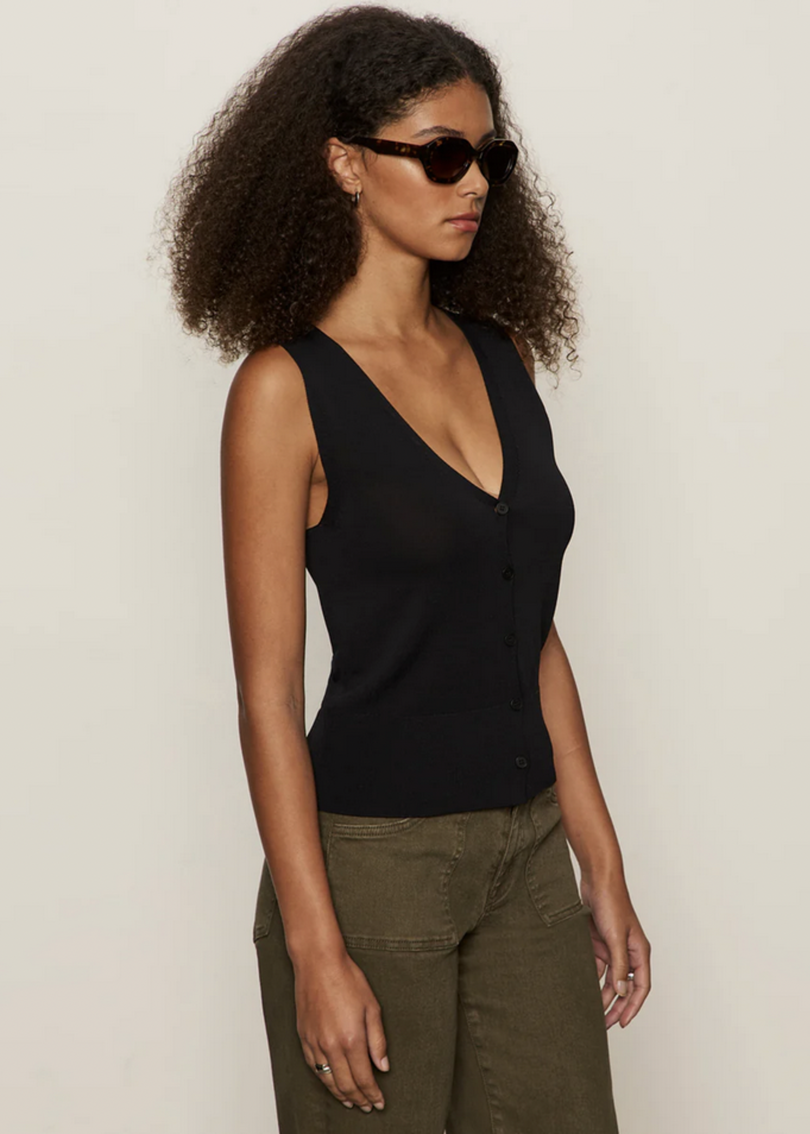 SANCTUARY SANCTUARY KNITTED BUTTON FRONT TANK