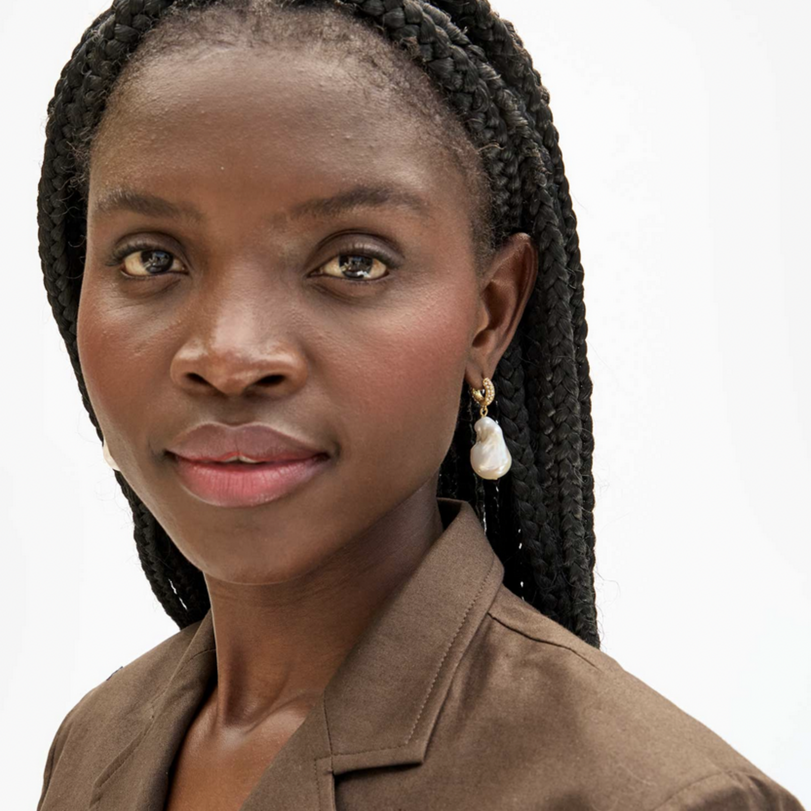 CLARE V. CLARE V. BAROQUE PEARL PAVE EARRINGS