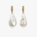 CLARE V. CLARE V. BAROQUE PEARL PAVE EARRINGS