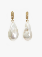 CLARE V. CLARE V. BAROQUE PEARL PAVE EARRINGS