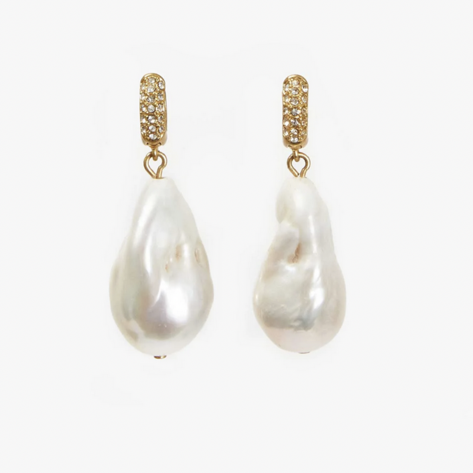 CLARE V. CLARE V. BAROQUE PEARL PAVE EARRINGS