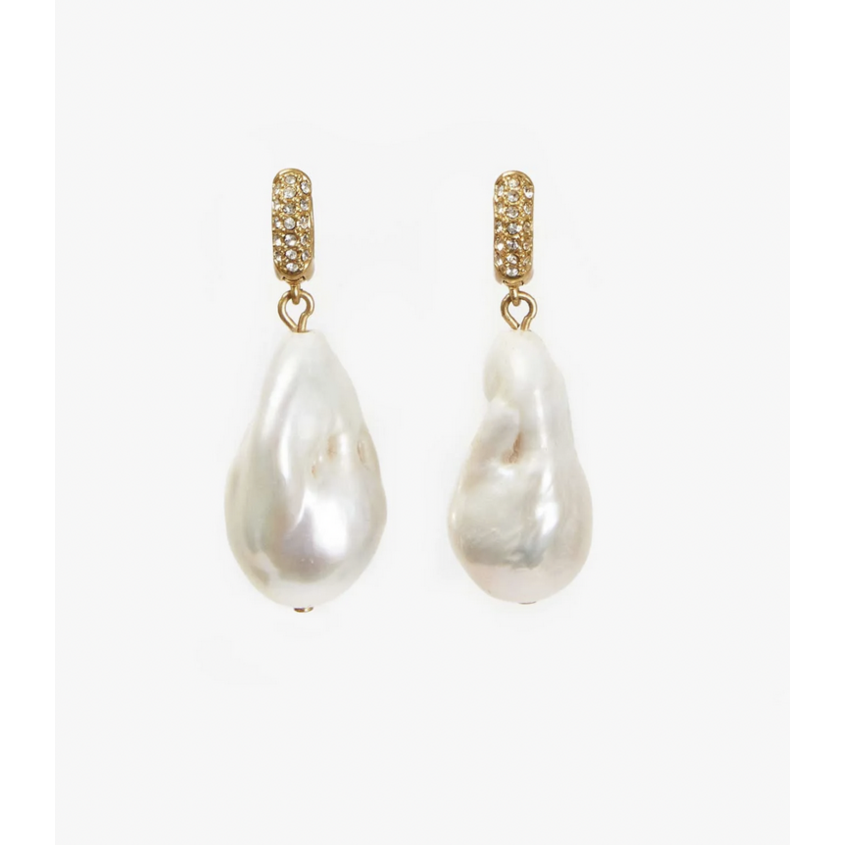 CLARE V. CLARE V. BAROQUE PEARL PAVE EARRINGS