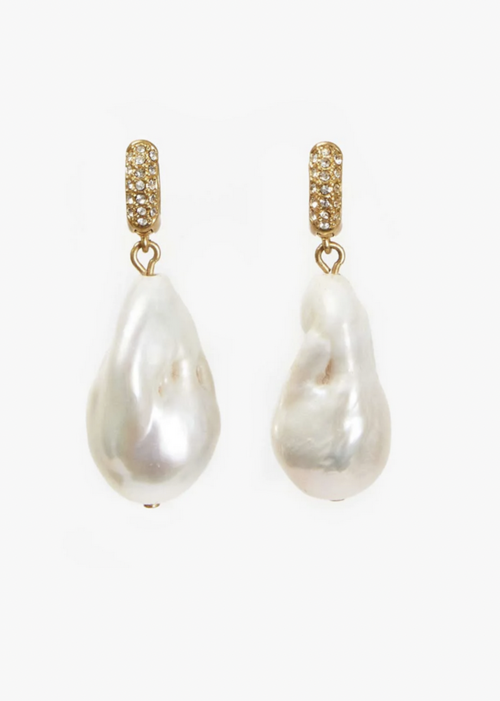CLARE V. CLARE V. BAROQUE PEARL PAVE EARRINGS
