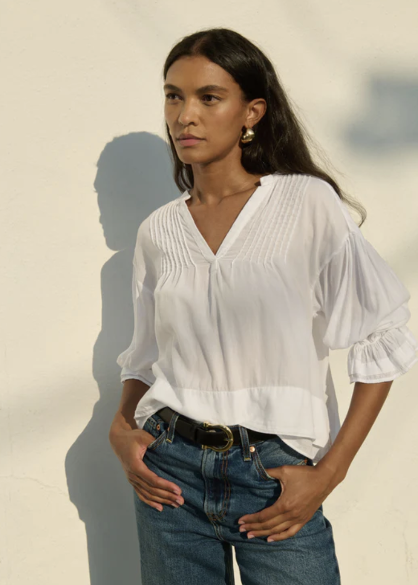 NATION LTD NATION SCARLET PINTUCK BLOUSE