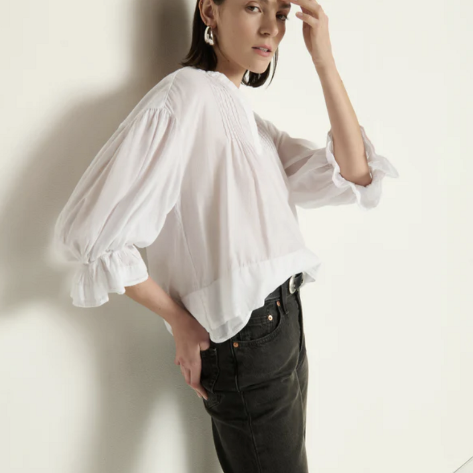 NATION LTD NATION SCARLET PINTUCK BLOUSE