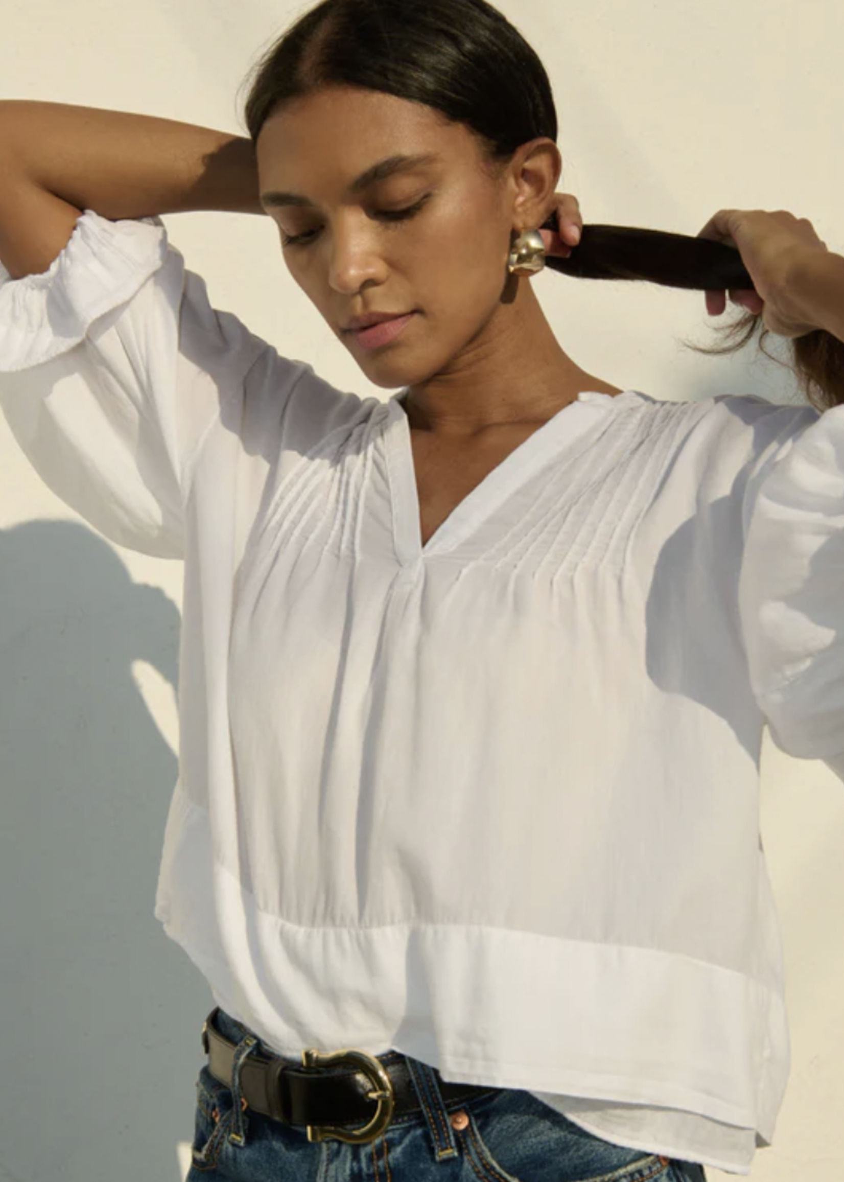 NATION LTD NATION SCARLET PINTUCK BLOUSE