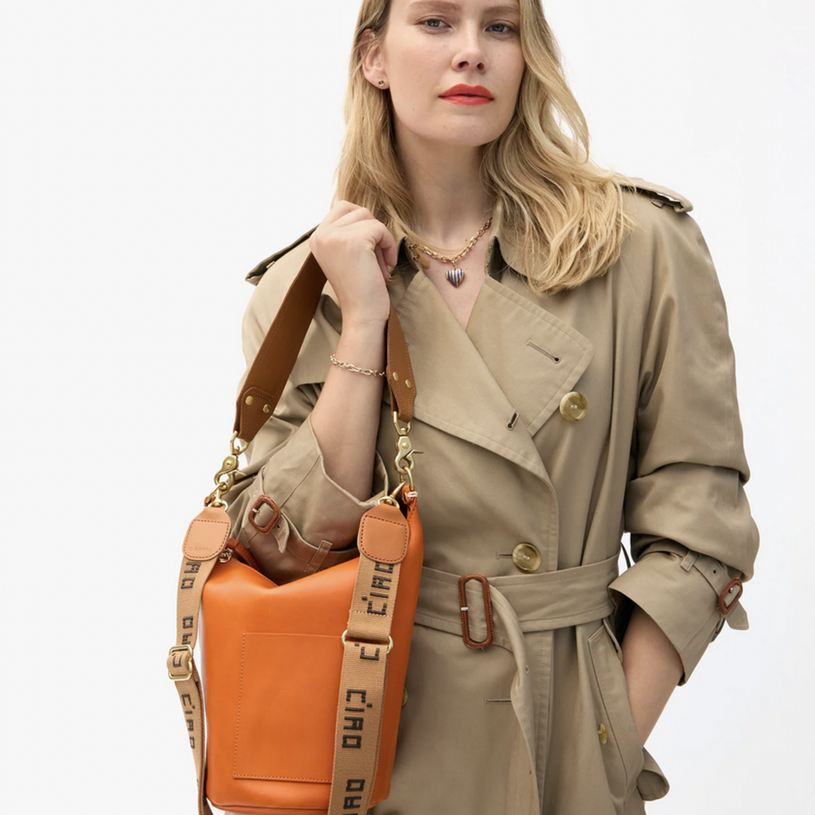 CLARE V. CLARE V. STRIPE HEART LOCKET