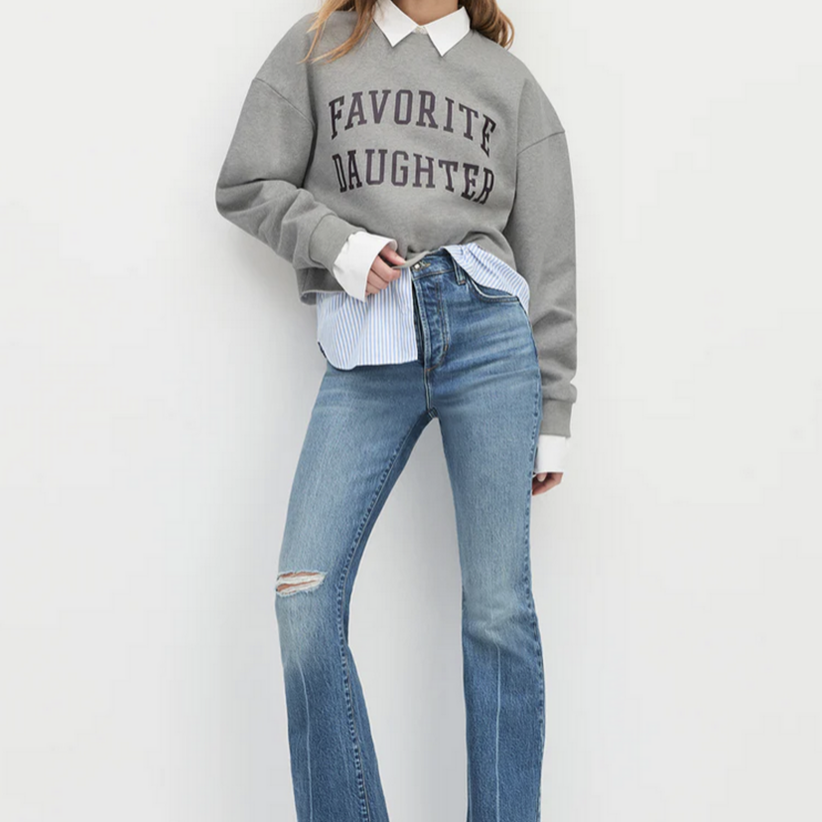 FAVORITE DAUGHTER CROPPED COLLEGIATE SWEATSHIRT