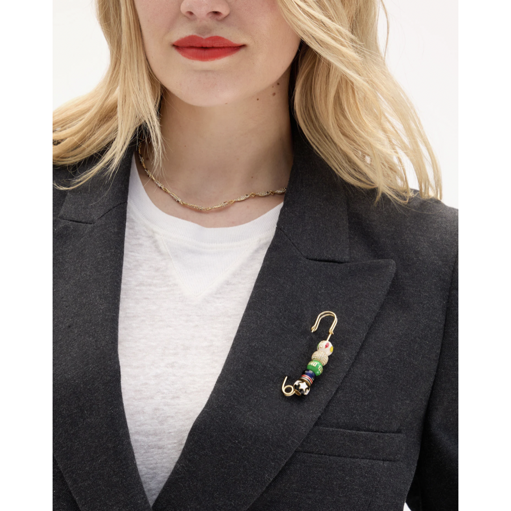 CLARE V. CLARE V. BEADED BLAZER PIN