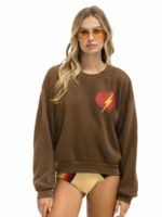 AVIATOR NATION AVIATOR NATION BOLT HEART CREW SWEATSHIRT RELAXED