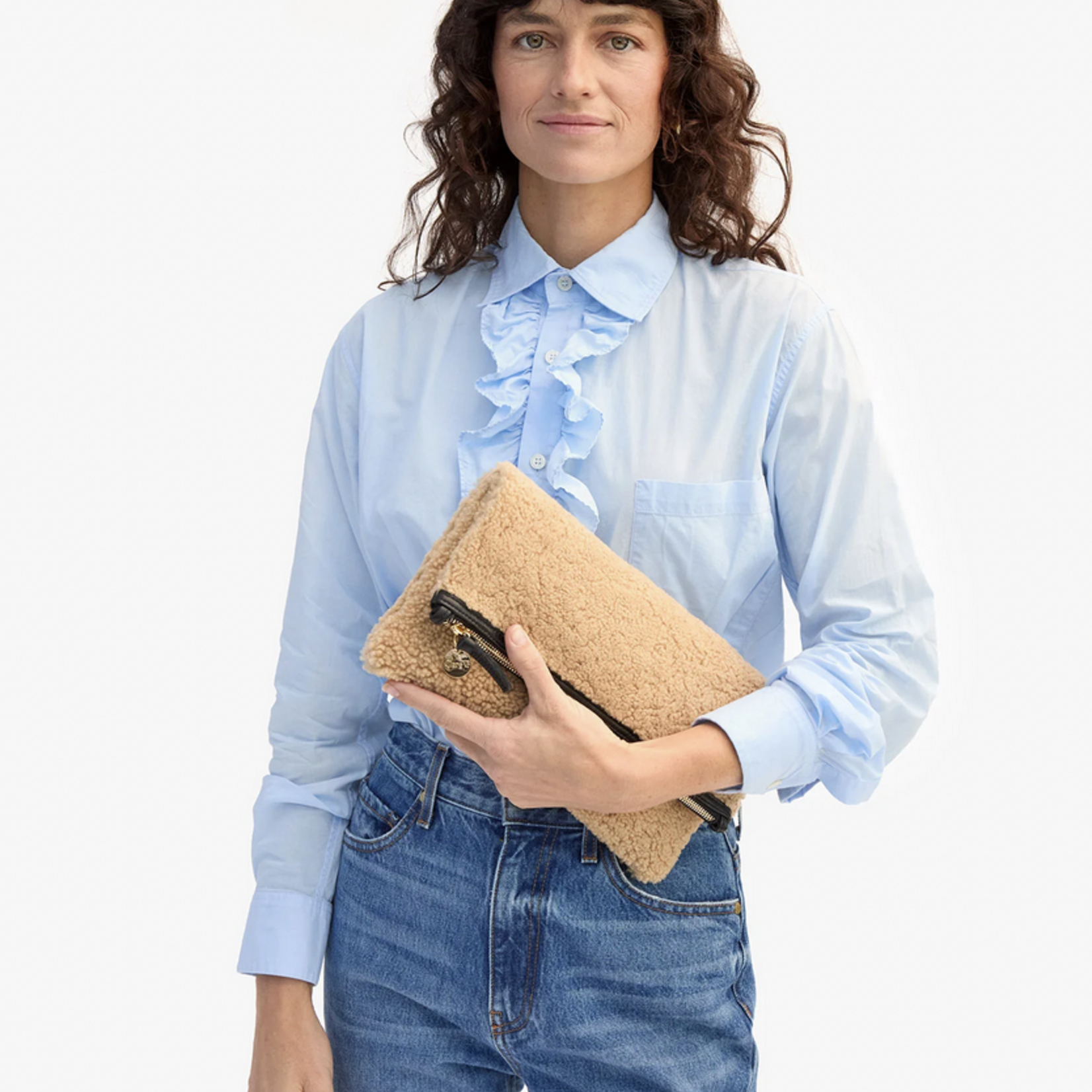 CLARE V. CLARE V. FOLDOVER CLUTCH SHEARLING