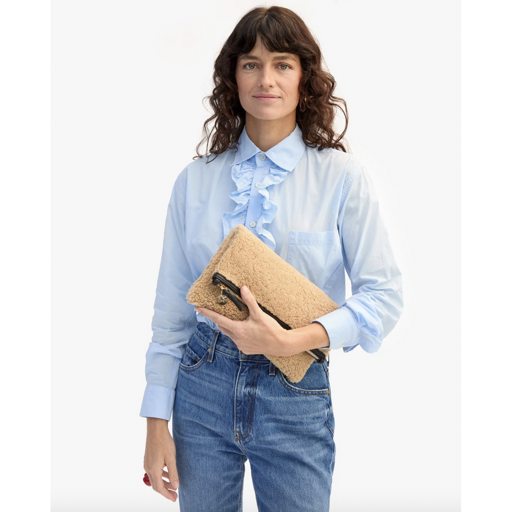CLARE V. CLARE V. FOLDOVER CLUTCH SHEARLING