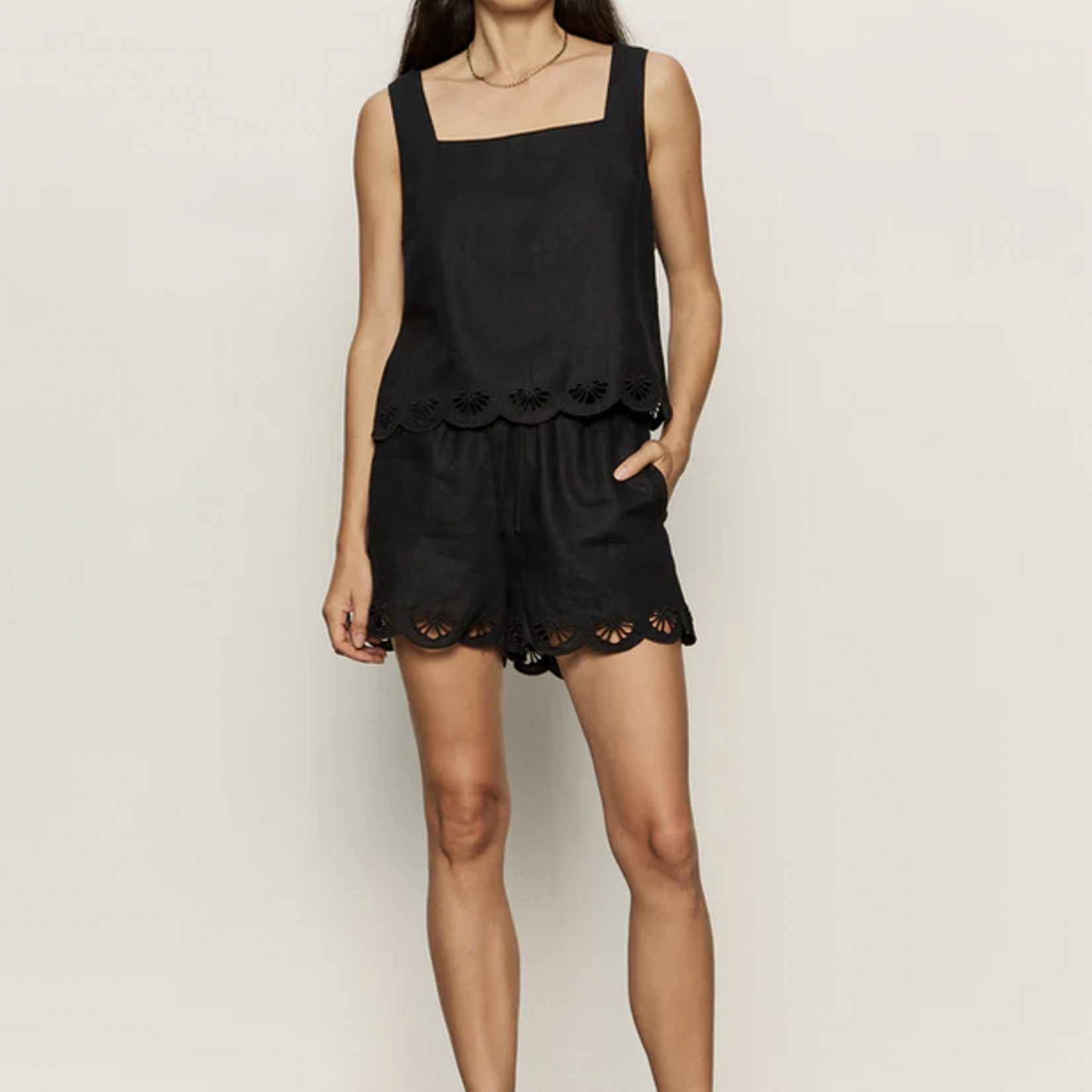 SANCTUARY SANCTUARY ALMOST THERE LINEN TOP