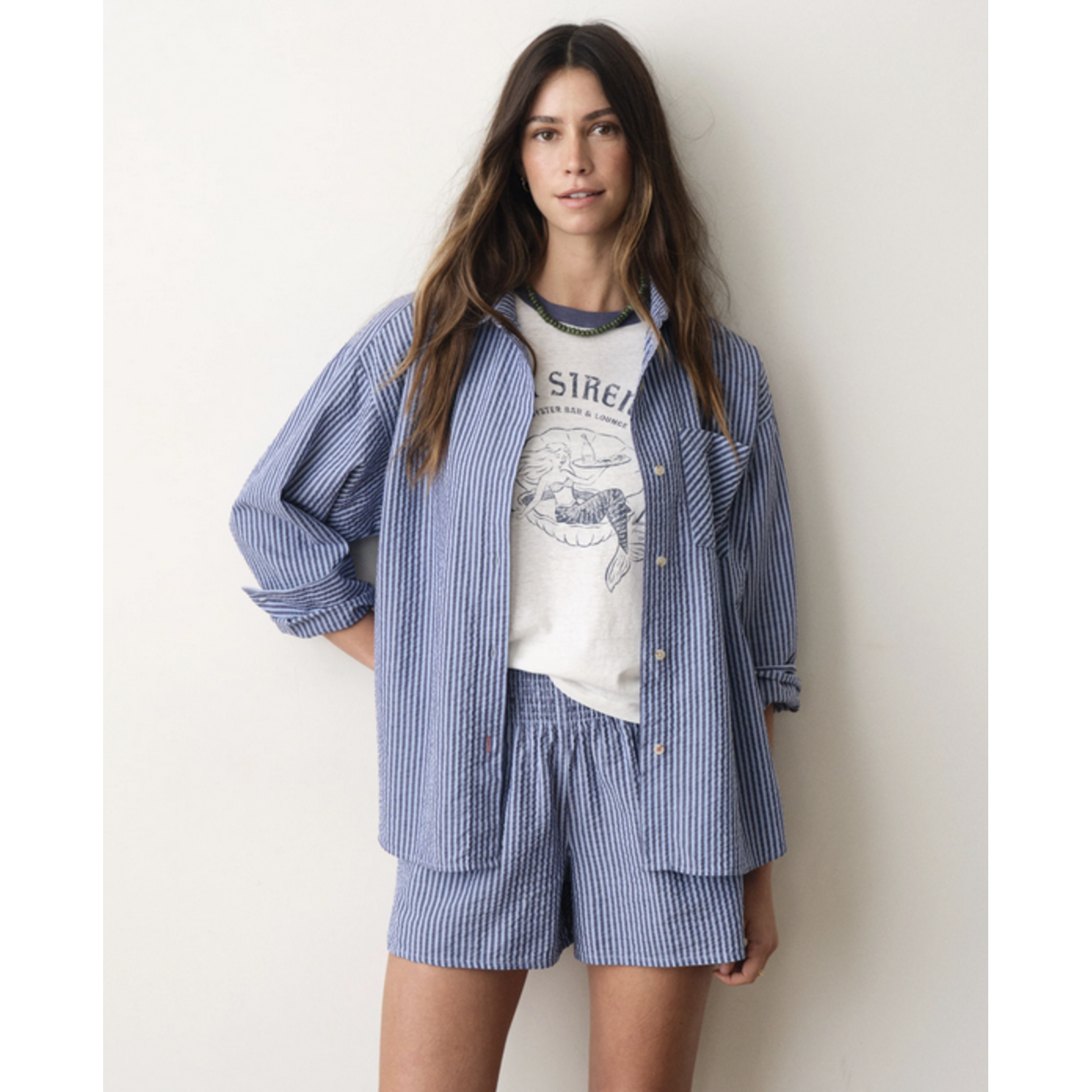 MARINE LAYER MARINE LAYER GRACEY OVERSIZED SEERSUCKER SHIRT