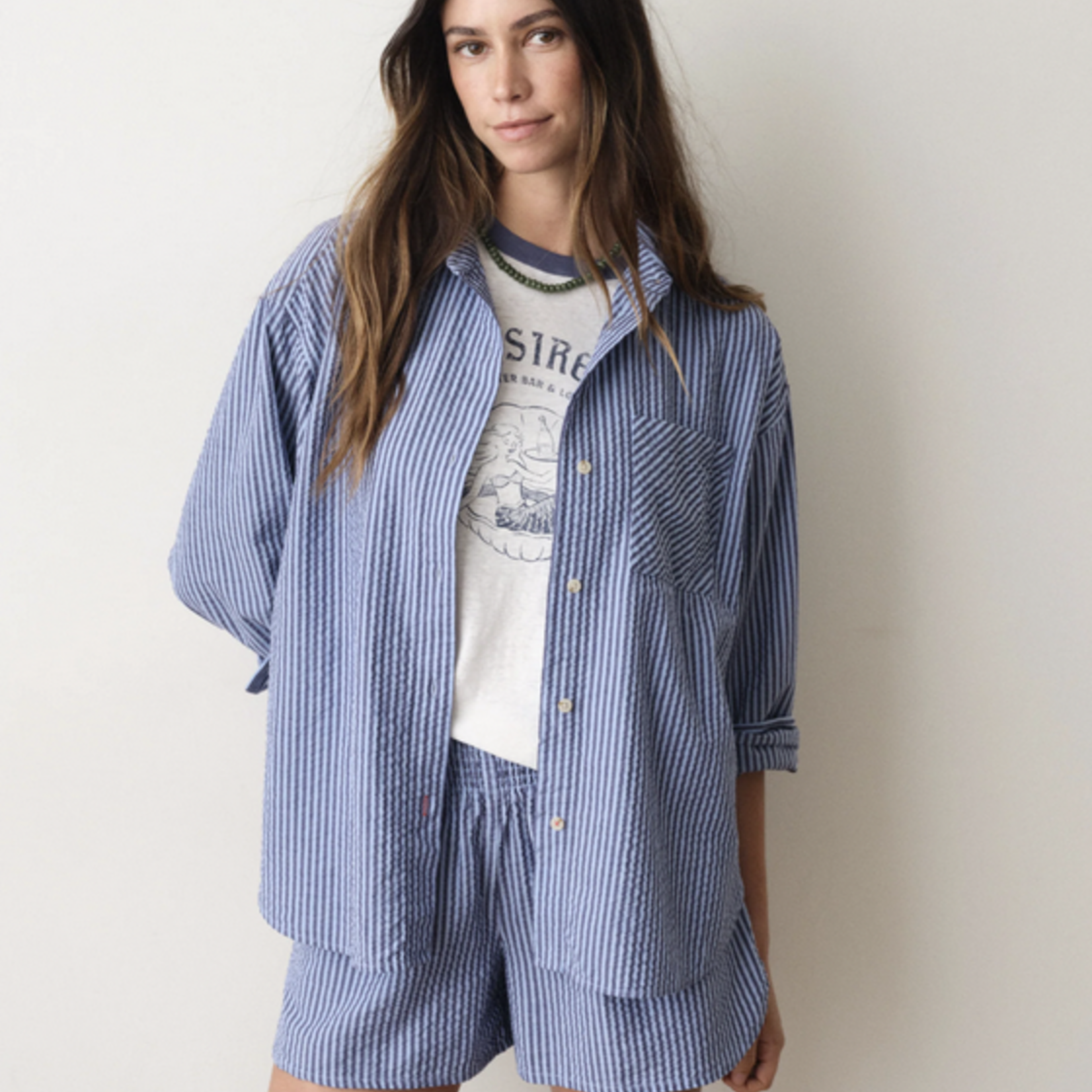 MARINE LAYER MARINE LAYER GRACEY OVERSIZED SEERSUCKER SHIRT