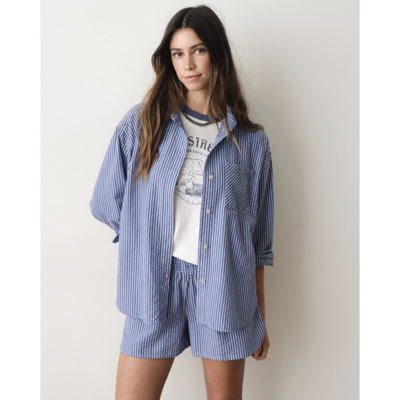 MARINE LAYER MARINE LAYER GRACEY OVERSIZED SEERSUCKER SHIRT